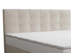Complete Set Met Boxspring En Gecapitonneerd Hoofdbord + Bedbodem + Matras + Topmatras - 180 X 200 Cm - Stof - Beige - Inao Van Ysmee-Ysmée Online