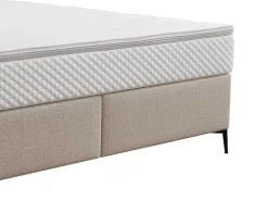 Complete Set Met Boxspring En Gecapitonneerd Hoofdbord + Bedbodem + Matras + Topmatras - 180 X 200 Cm - Stof - Beige - Inao Van Ysmee-Ysmée Online