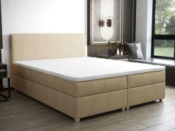 Complete Set Met Boxspring En Hoofdbord + Bedbodem + Matras + Topmatras - 160 X 200 Cm - Stof - Beige - Onan Van Ysmee-Ysmée Clearance