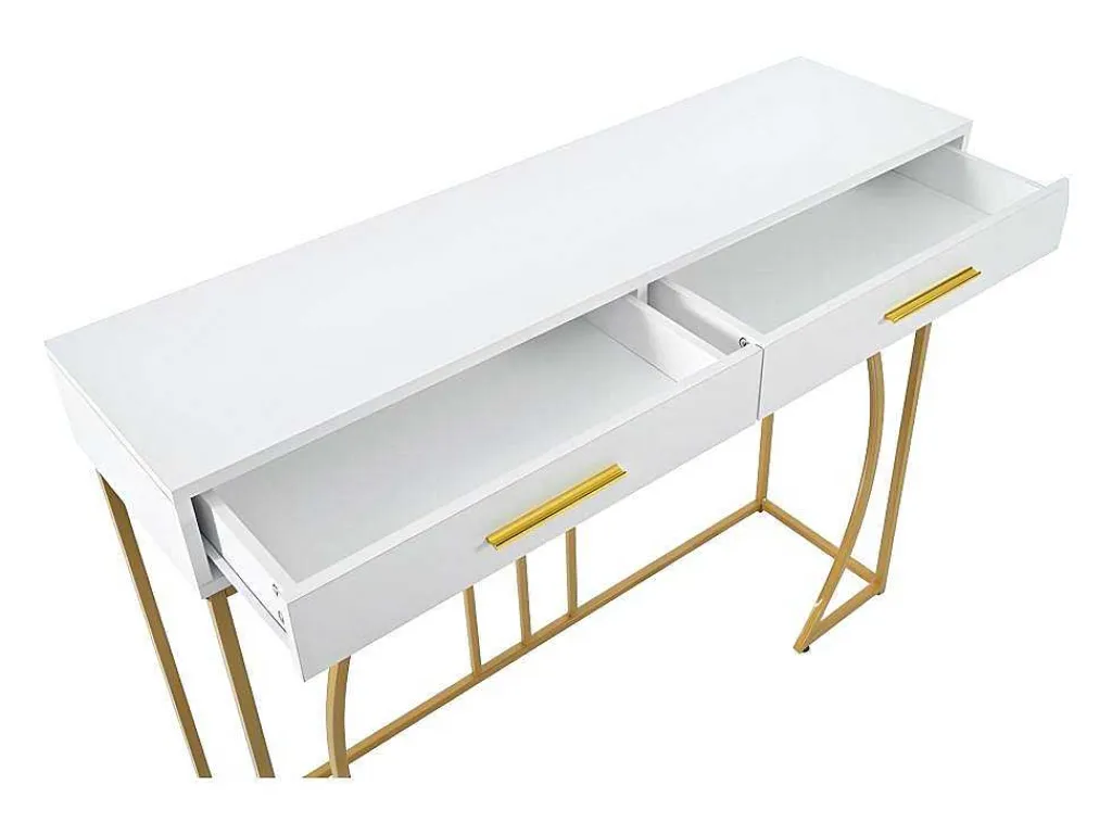 Console Met 2 Lades - Moderne Stijl - Wit & Goud-ModernLuxe Sale