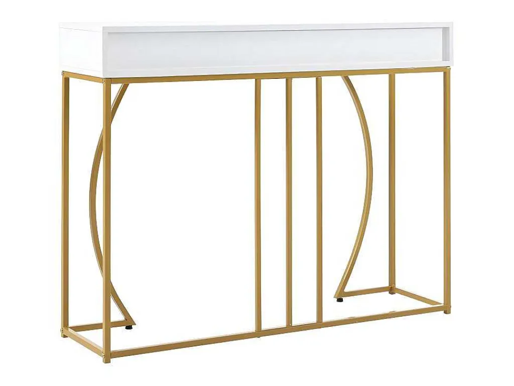 Console Met 2 Lades - Moderne Stijl - Wit & Goud-ModernLuxe Sale