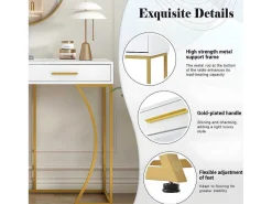 Console Met 2 Lades - Moderne Stijl - Wit & Goud-ModernLuxe Sale