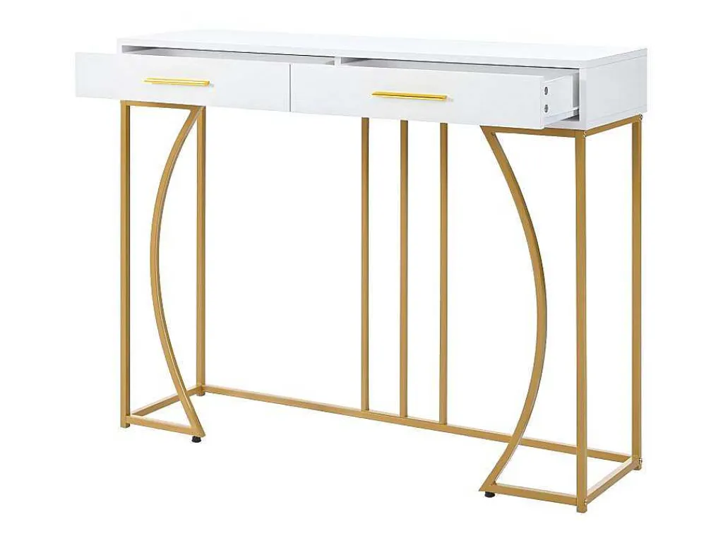 Console Met 2 Lades - Moderne Stijl - Wit & Goud-ModernLuxe Sale