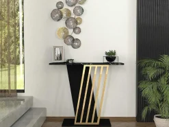 Consoletafel - Zwart Marmereffect En Goud - Orsona-Vente-unique Online