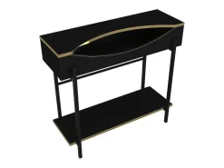 Consoletafel Met 1 Plank En 1 Nis - Zwart En Goudkleurig - Meriova-Vente-unique New