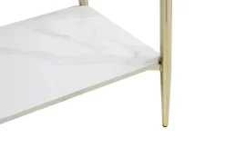 Consoletafel Met 1 Plank Van Keramiek En Metaal - Wit Marmereffect En Goud - Madola-Vente-unique