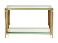 Consoletafel Van Gehard Glas En Roestvrij Staal - Goudkleurig - Nomelano - Van-PASCAL MORABITO Outlet