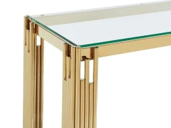 Consoletafel Van Gehard Glas En Roestvrij Staal - Goudkleurig - Nomelano - Van-PASCAL MORABITO Outlet