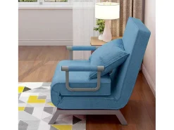 Converteerbare Stoffen Fauteuil - 6-Voudig Verstelbare Rugleuning - Blauw-Vente-unique Best