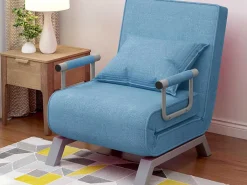 Converteerbare Stoffen Fauteuil - 6-Voudig Verstelbare Rugleuning - Blauw-Vente-unique Best