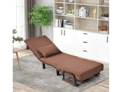 Converteerbare Stoffen Fauteuil - 6-Voudig Verstelbare Rugleuning - Bruin-Vente-unique Discount