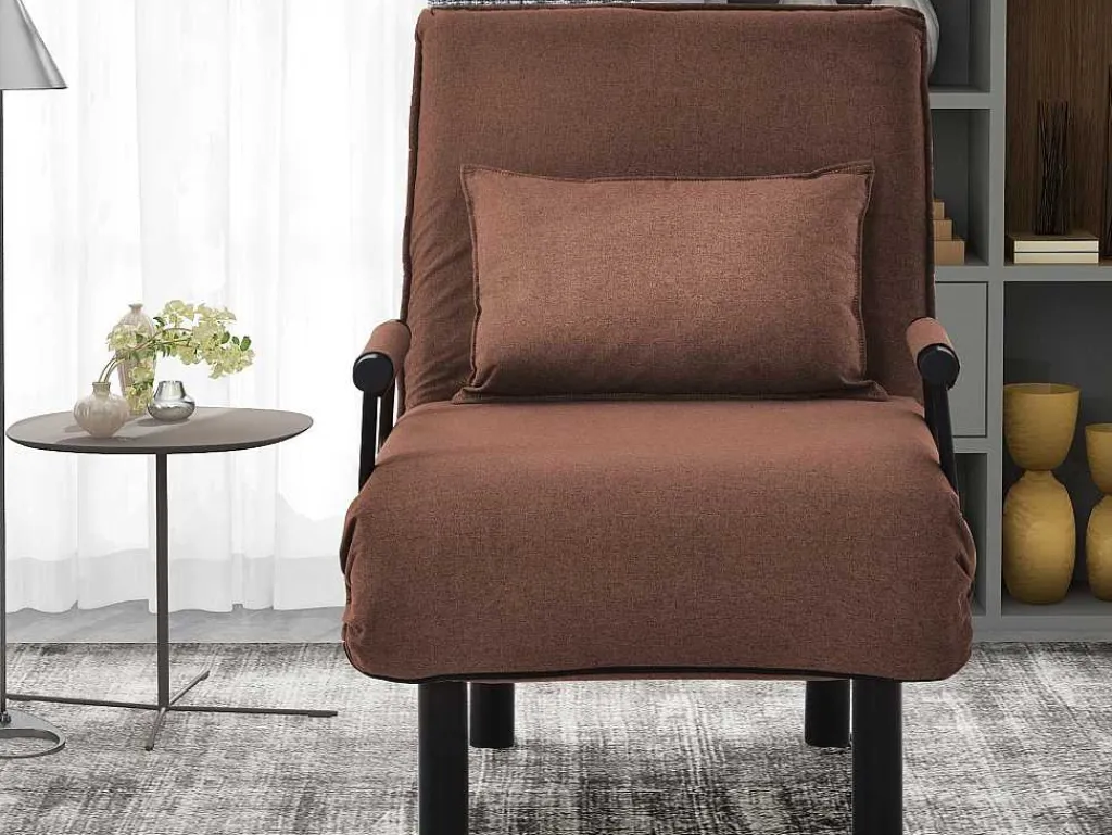 Converteerbare Stoffen Fauteuil - 6-Voudig Verstelbare Rugleuning - Bruin-Vente-unique Discount