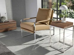 Creme Eco-Leren Gestoffeerde Fauteuil 5046-Angel Cerda New