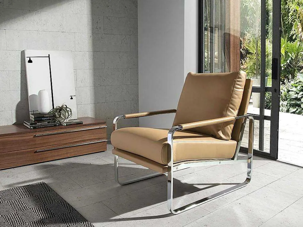 Creme Eco-Leren Gestoffeerde Fauteuil 5046-Angel Cerda New