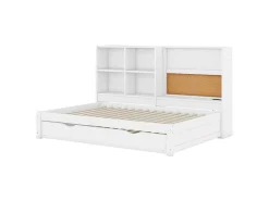 Dagbed Met Onderschuifbed - 90X200Cm - Met Tekentafel En Opbergvakken - Wit-ModernLuxe Sale