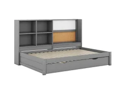 Dagbed Met Onderschuifbed - 90X200Cm - Met Tekentafel En Opbergvakken - Grijs-ModernLuxe Outlet