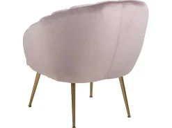 Dany Fauteuil Loungestoel Oudroze, Messingkleurig.-Vente-unique