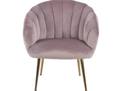 Dany Fauteuil Loungestoel Oudroze, Messingkleurig.-Vente-unique