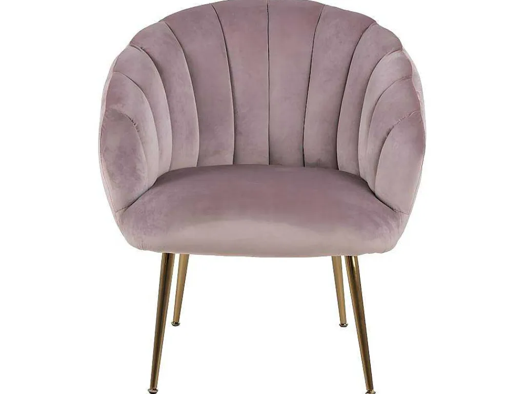 Dany Fauteuil Loungestoel Oudroze, Messingkleurig.-Vente-unique