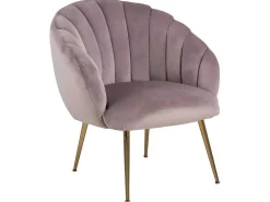 Dany Fauteuil Loungestoel Oudroze, Messingkleurig.-Vente-unique