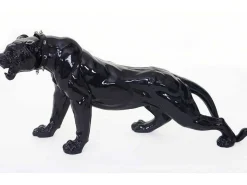 Decoratief Beeldje Panter Met Halsband, Zwart Hoogglans Met Kraag-Vente-unique Hot