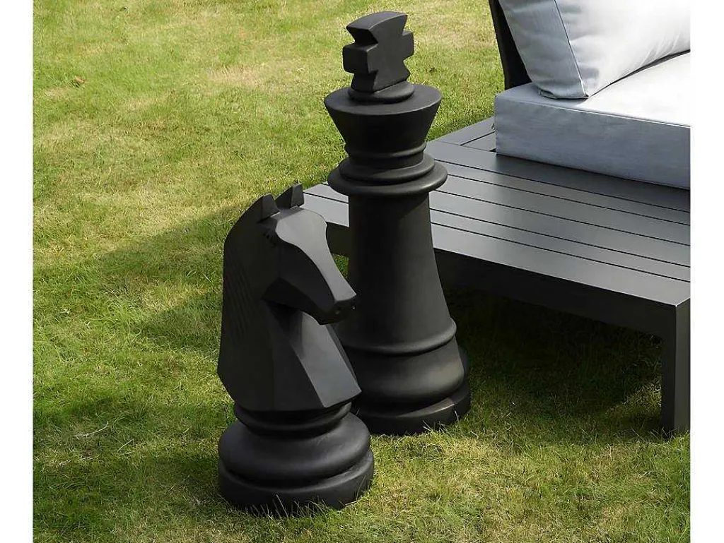 Decoratief Standbeeld Schaakspel In Cement Koning - B. 24,5 X H. 68 Cm - Gambit-MYLIA Best