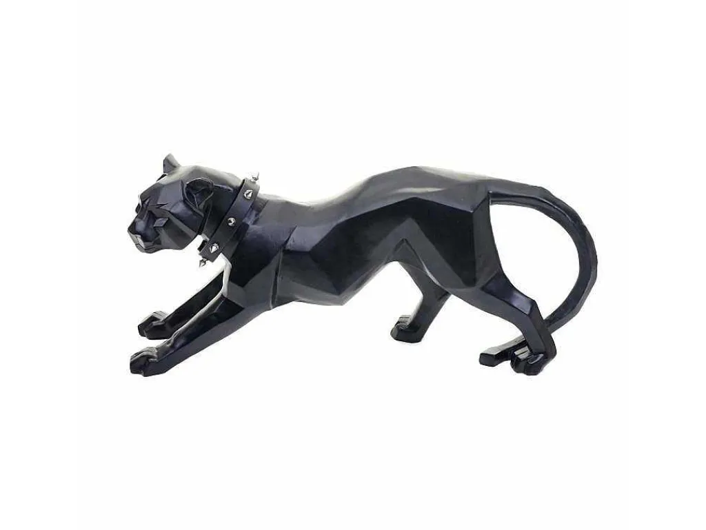 Decoratiefiguurtje Luipaard Mcw-D36 Met Kraag, Zwart Mat Met Kraag-Vente-unique Outlet