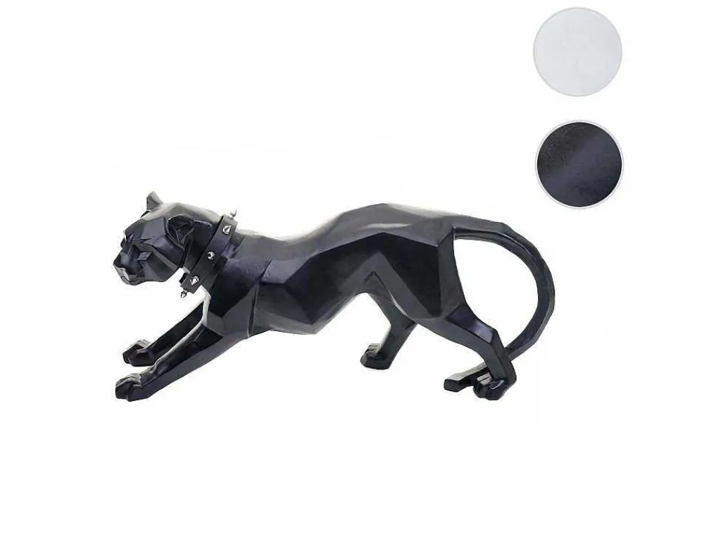 Decoratiefiguurtje Luipaard Mcw-D36 Met Kraag, Zwart Mat Met Kraag-Vente-unique Outlet