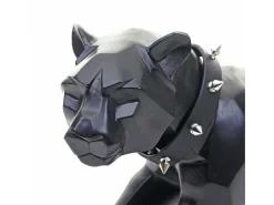 Decoratiefiguurtje Luipaard Mcw-D36 Met Kraag, Zwart Mat Met Kraag-Vente-unique Outlet