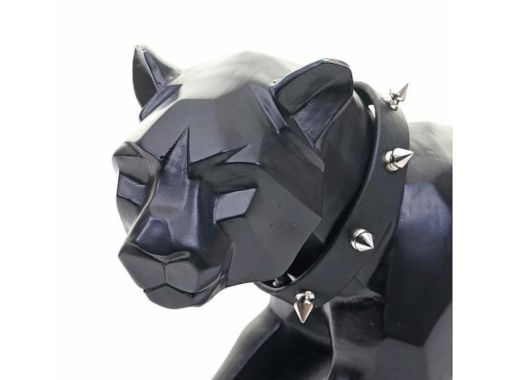 Decoratiefiguurtje Luipaard Mcw-D36 Met Kraag, Zwart Mat Met Kraag-Vente-unique Outlet