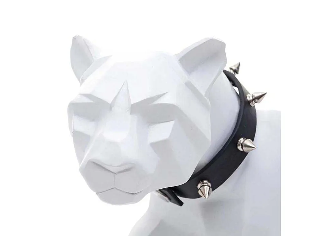 Decoratiefiguurtje Luipaard Mcw-D36 Met Kraag, Wit Mat Met Kraag-Vente-unique Outlet