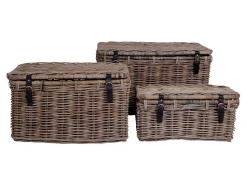 Demsy Opbergdozen 3 Stk. In Kubu Grijs Met Leren Hengsels.-Vente-unique Sale