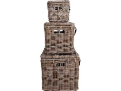 Demsy Opbergdozen 3 Stk. In Kubu Grijs Met Leren Hengsels.-Vente-unique Sale