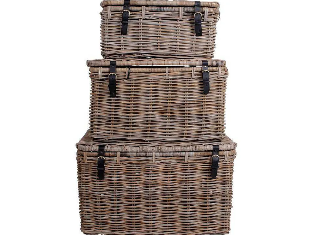 Demsy Opbergdozen 3 Stk. In Kubu Grijs Met Leren Hengsels.-Vente-unique Sale