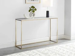 Design Sidetable Aretha - Marmer En Metaal - Wit En Goudkleurig - Van-PASCAL MORABITO Outlet