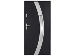 Deur Van Geglazuurd Staal En Inox H.207 X B.100 Cm Antraciet - Links Duwen - Trofa-Vente-unique New
