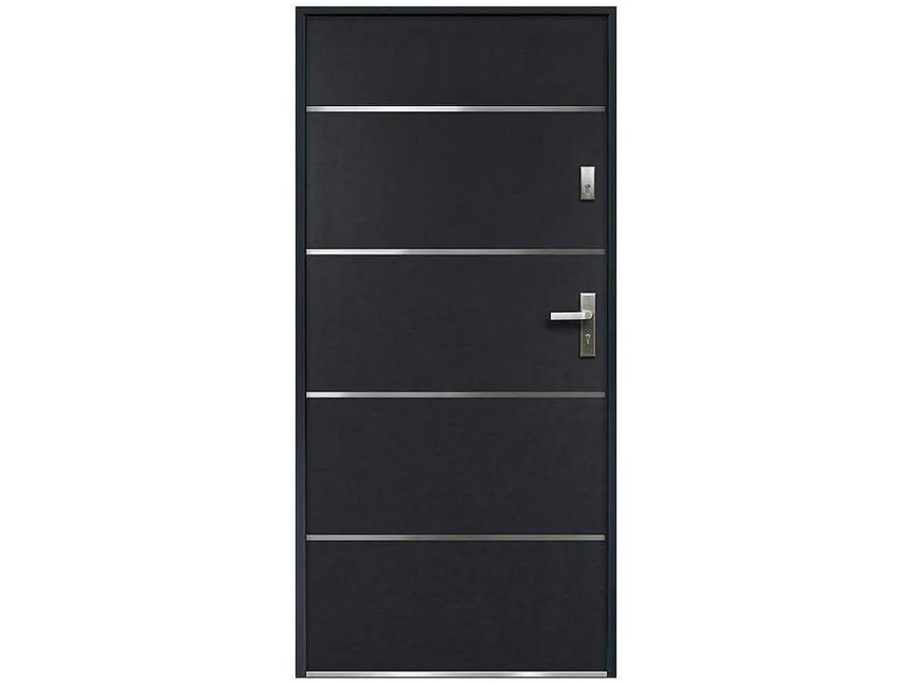 Deur Van Massief Staal En Inox H.207 X B.100 Cm Antraciet - Rechts Duwen - Naxara-Vente-unique Discount