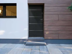 Deur Van Massief Staal En Inox H.207 X B.100 Cm Antraciet - Rechts Duwen - Naxara-Vente-unique Discount