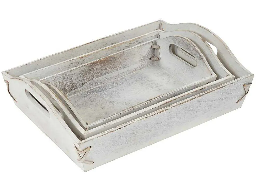 Dienblad Mcw-C50 Shabby Look (Set Van 3), Wit, Shabby-Vente-unique New