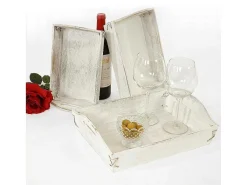 Dienblad Mcw-C50 Shabby Look (Set Van 3), Wit, Shabby-Vente-unique New