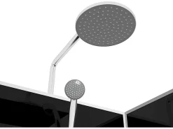 Douchecabine In Kwartcirkel - Verstelbare Hoogte - Chroom En Zwart - L90 X B90 X H213/232 Cm - Pozali-Shower & Design Outlet