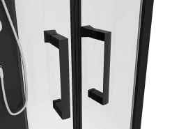 Douchecabine Kwart Cirkel - Aanpasbare Hoogte - L80 X B80 X H213/232 Cm - Zwart En Wit - Rovata-Shower & Design Online