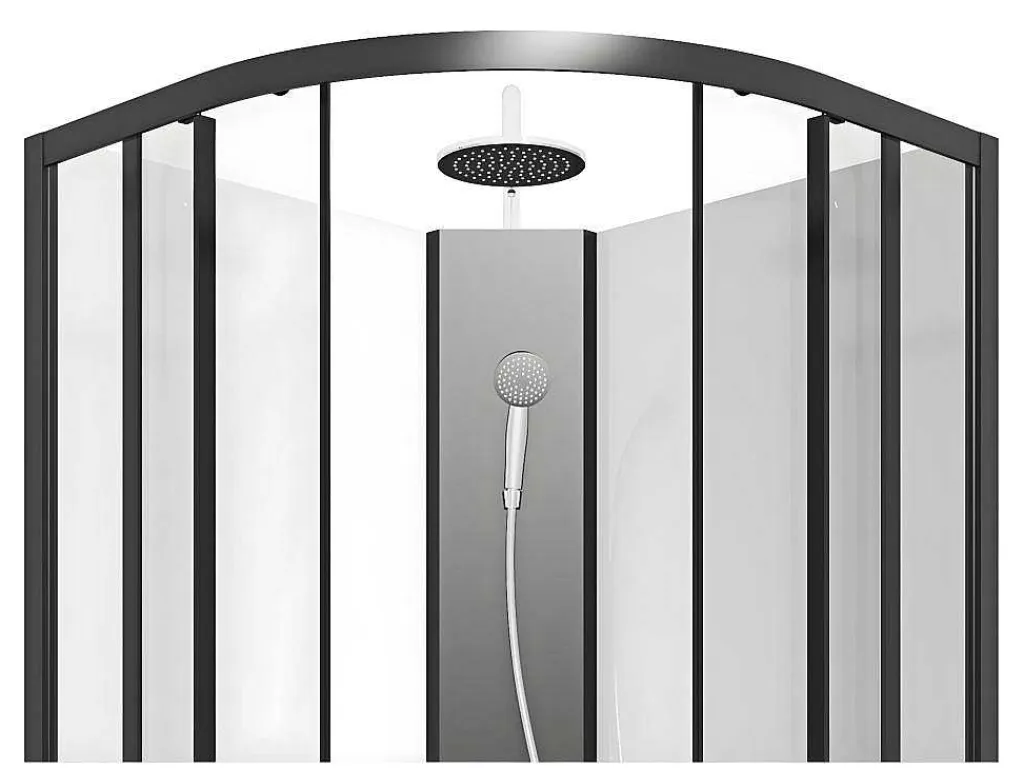 Douchecabine Kwart Cirkel - Aanpasbare Hoogte - L80 X B80 X H213/232 Cm - Zwart En Wit - Rovata-Shower & Design Online
