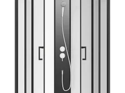 Douchecabine Kwart Cirkel - Aanpasbare Hoogte - L80 X B80 X H213/232 Cm - Zwart En Wit - Rovata-Shower & Design Online
