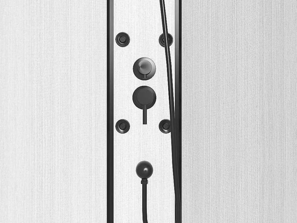 Douchecabine Met Massagefunctie Van Bamboevezel - Mat Zwart - L80 X B80 X H225 Cm - Zalifa-Shower & Design New