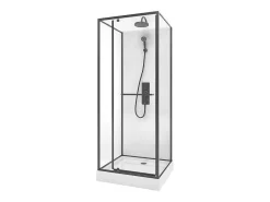 Douchecabine Met Omkeerbare Plaatsingsrichting- Aanpasbare Hoogte - Matzwart - L80 X B80 X H213/232 Cm - Savito-Shower & Design Clearance