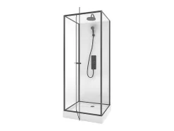 Douchecabine Met Omkeerbare Plaatsingsrichting- Aanpasbare Hoogte - Matzwart - L80 X B80 X H213/232 Cm - Savito-Shower & Design Clearance