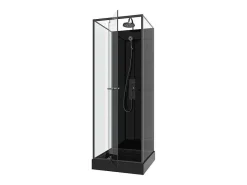 Douchecabine Met Omkeerbare Plaatsingsrichting En Aanpasbare Hoogte - Zwart - L90 X B90 X H213/232 Cm - Damilu-Shower & Design Best