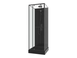 Douchecabine Met Omkeerbare Plaatsingsrichting En Aanpasbare Hoogte - Zwart - L90 X B90 X H213/232 Cm - Damilu-Shower & Design Best