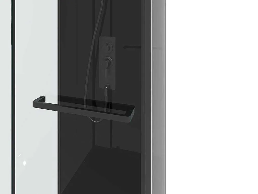 Douchecabine Met Omkeerbare Plaatsingsrichting En Aanpasbare Hoogte - Zwart - L90 X B90 X H213/232 Cm - Damilu-Shower & Design Best